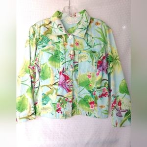 Floral Denim Jean Jacket by Draper's & Damon's Petite Medium Chest 36"